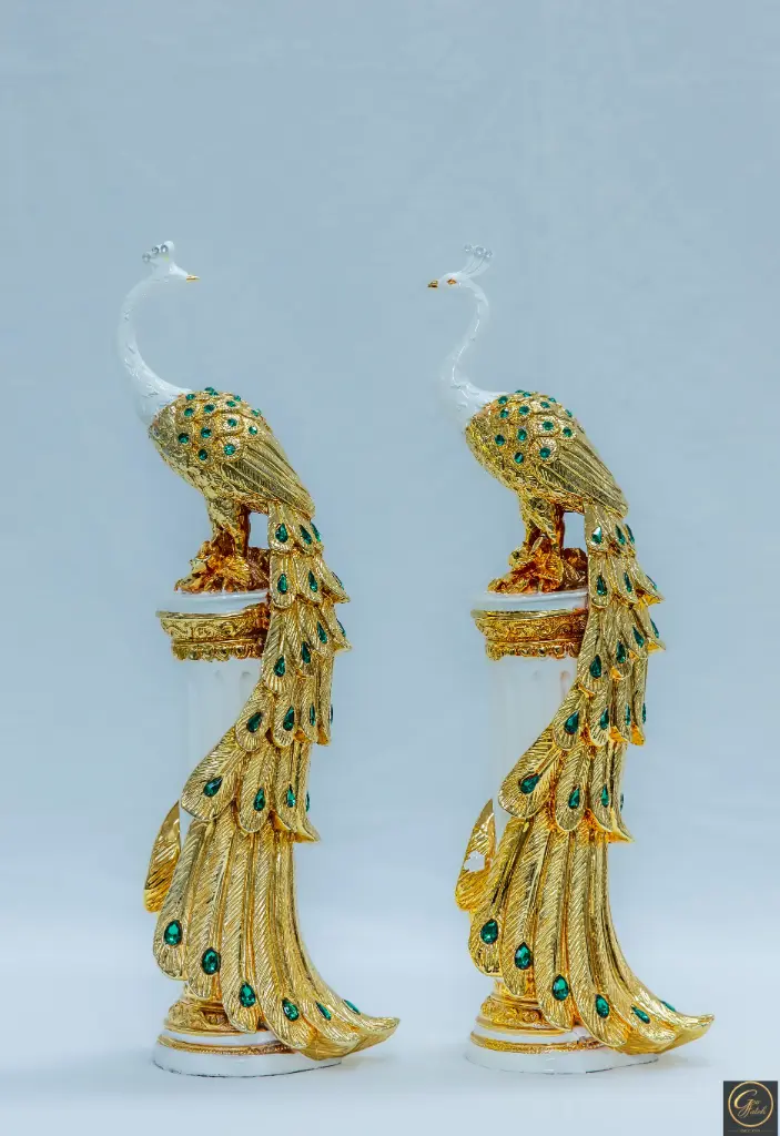Medium Gold Peacock witg green Diamonds