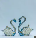 Blue and White Diamond Swan Set